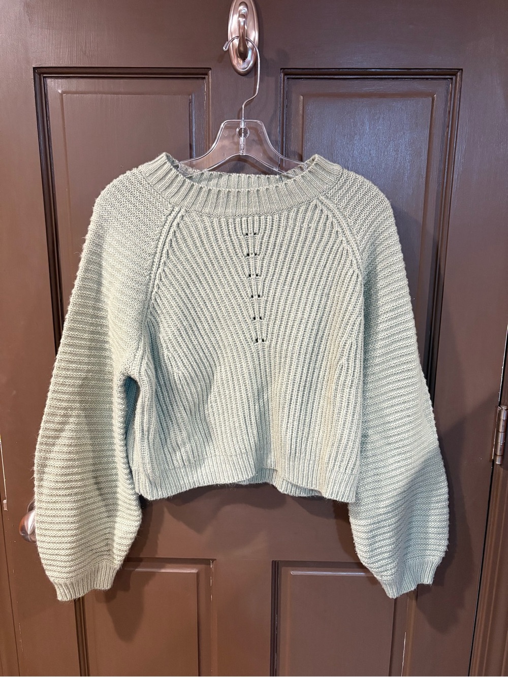 Derek Heart Sage Green Ribbed Crewneck Sweater